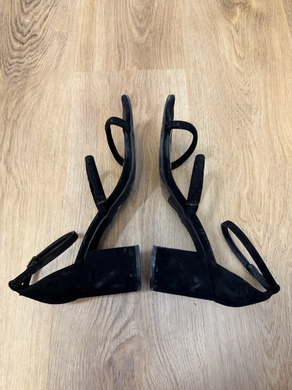 Bamboo Forever36 Black Ankle-Strap Block Heel Sandals